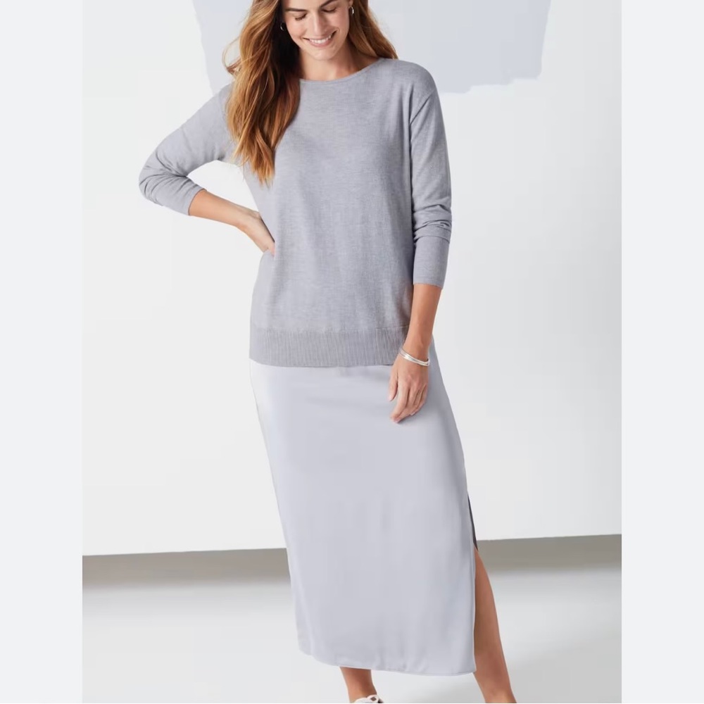 NWT J. Jill Wearever Mixed Media Sweater Dress Women's Size XL Gray Knit Satin